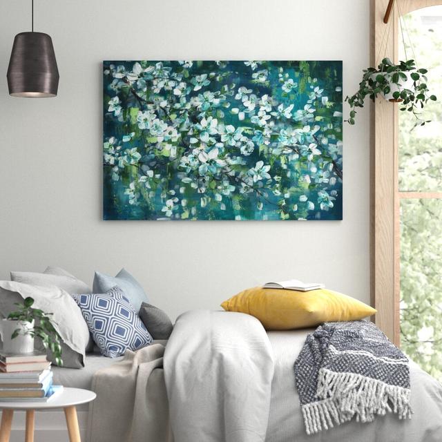 Teal Blossoms II by Tre Sorelle Studios - Wrapped Canvas Graphic Art Print Zipcode Design Size: 101.6cm H x 152.4cm W x 3.81cm D on Productcaster.