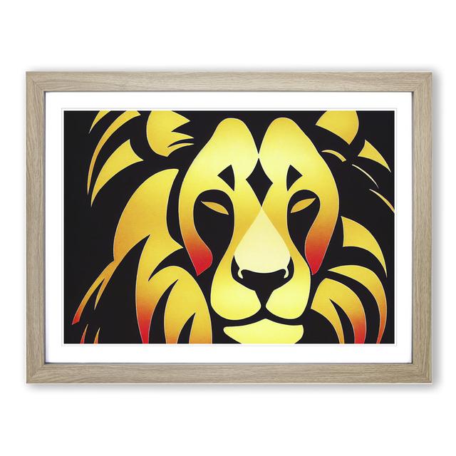 Art Deco Lion Vol.3 - Picture Frame Graphic Art Latitude Vive Size: 46cm H x 64cm W x 2cm D, Frame Colour: Oak Framed on Productcaster.