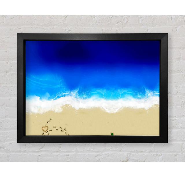 Footprints In The Sand Love Framed Print Highland Dunes Size: 84.1cm H x 118.9cm W on Productcaster.