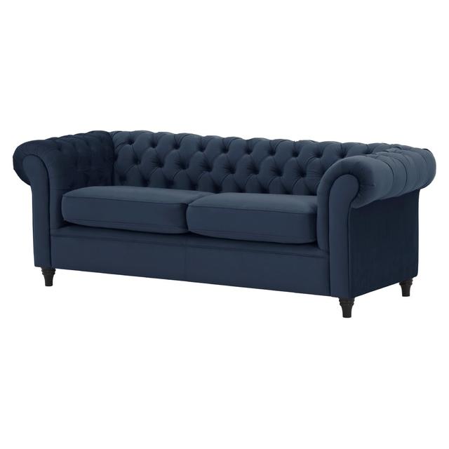 Burks 3 Seater Chesterfield Sofa Etta Avenue Upholstery Colour: Blue on Productcaster.