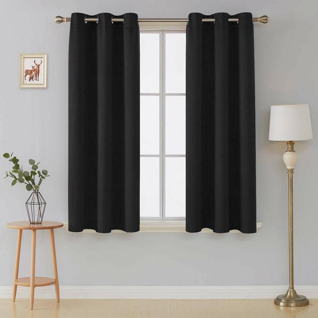 Frasco Eyelet Blackout Thermal Curtain Ebern Designs Colour: Black, Panel Size: Width 167.64 x Drop 137.16 cm on Productcaster.