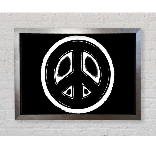 Peace Sign White On Black Framed Print Wall Art Brayden Studio Size: 59.7cm H x 84.1cm W x 3.4cm D, Format: Ventura Silver Framed Paper on Productcaster.