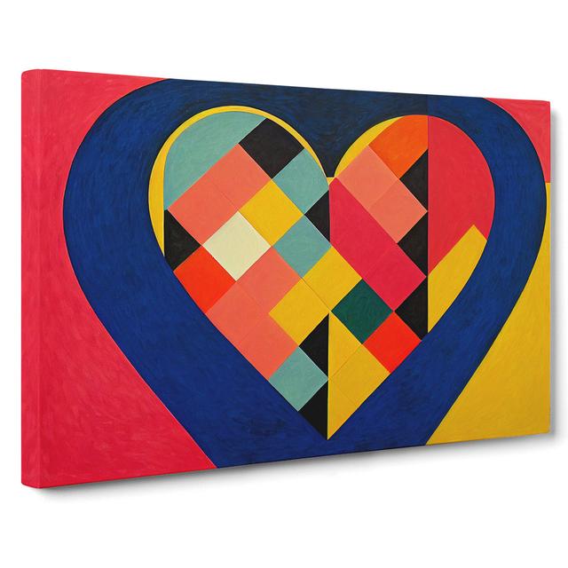 Modern Love Heart Abstract - Wrapped Canvas Painting George Oliver Size: 50cm H x 76cm W x 3cm D on Productcaster.