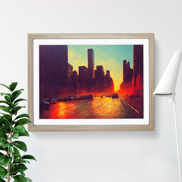 XH1022-6148X Modern New York Skyline Vol.2 - Single Picture Frame Print 17 Stories Frame Colour: Oak, Size: 25cm H x 34cm W x 2cm D on Productcaster.