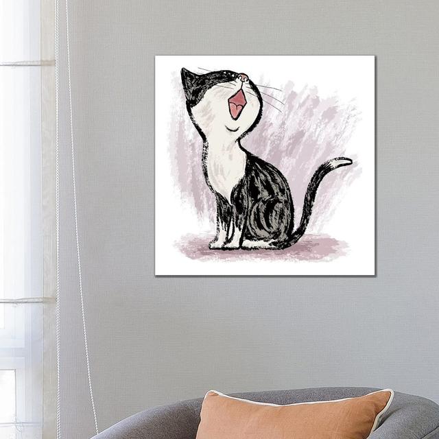 Black Cat Looking Up by Toru Sanogawa - Wrapped Canvas Painting ClassicLiving Size: 66.04cm H x 66.04cm W x 3.81cm D on Productcaster.