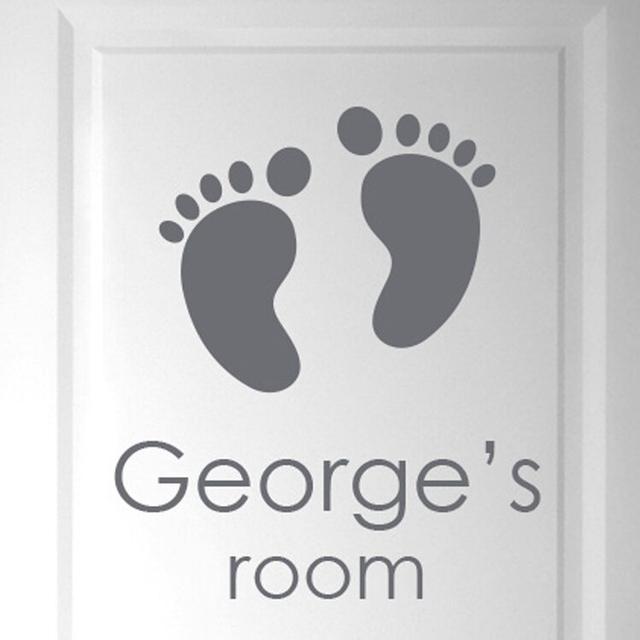 Personalised Name Babies Birth Footprints Door Room Wall Sticker Maturi Colour: Grey on Productcaster.