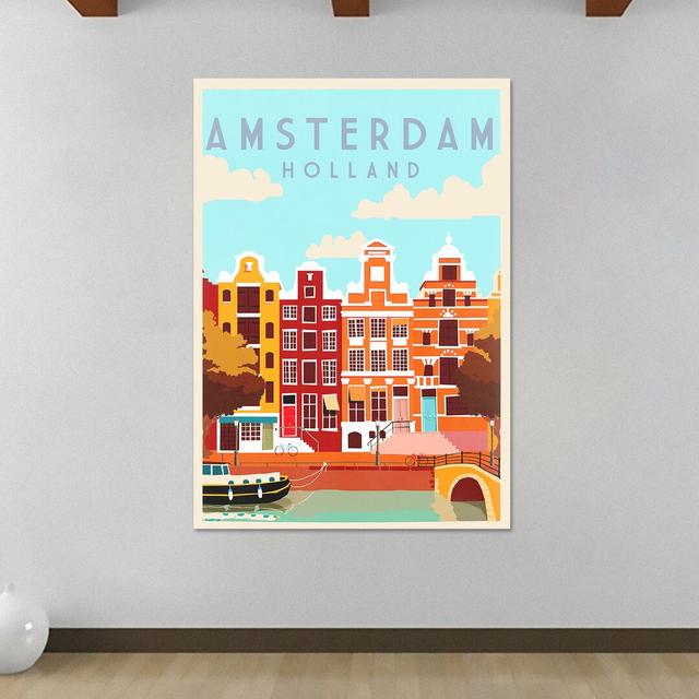 Amsterdam Holland Retro Vintage - Wrapped Canvas Print 17 Stories Size: 40.6cm H x 30.5cm W x 3.8cm D on Productcaster.