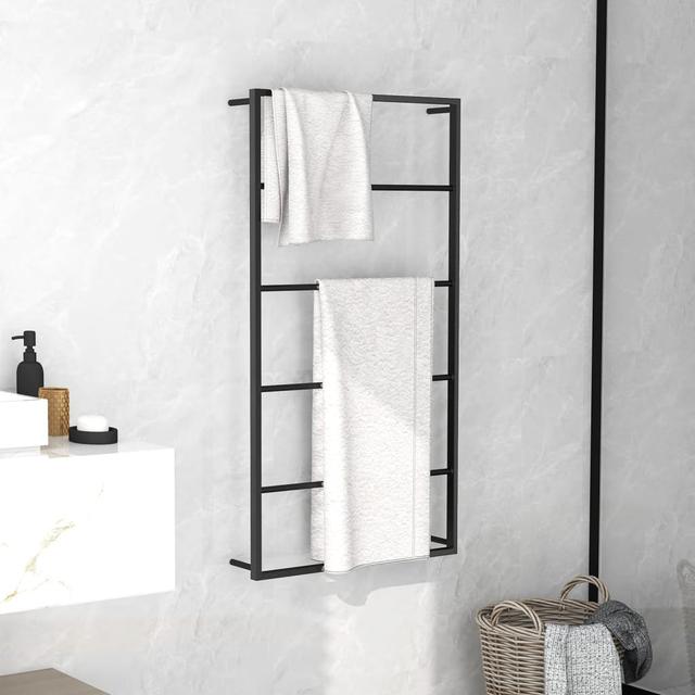 Mervi Wood Wall Mounted Towel Rail Ebern Designs Finish: Black on Productcaster.