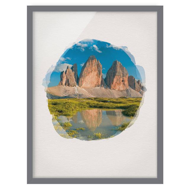 South Tyrolean Peaks and Water Reflection - Picture Frame Graphic Art Union Rustic Size: 70cm H x 50cm W x 2cm D, Frame Option: Grey Framed on Productcaster.