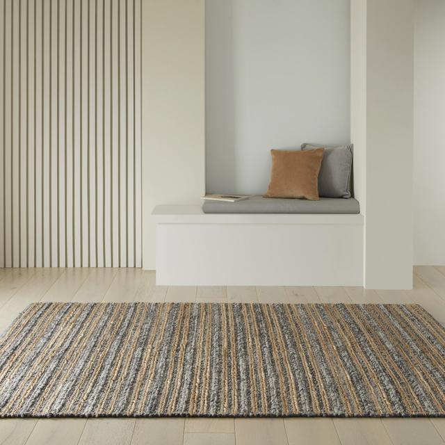 Rosamond Striped Hand Woven Charcoal Area Rug Brambly Cottage Rug Size: Rectangle 160 x 230cm on Productcaster.