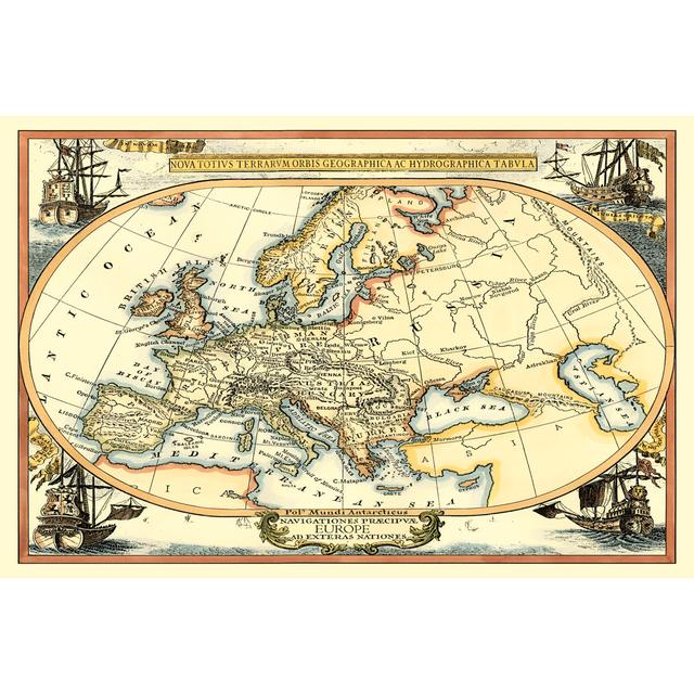 Nautical Map Of Europe by Vision Studio - Wrapped Canvas Print Longshore Tides Size: 81cm H x 122cm W on Productcaster.