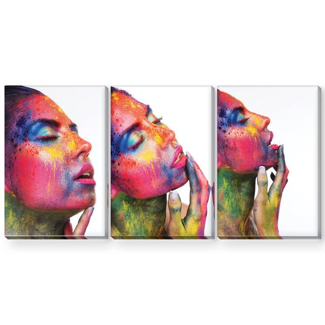 Ecstasy - 3 Piece Photograph Set on Canvas Clock Canvas Format: Wrapped Canvas, Size: 60cm H x 120cm W x 3.8cm D on Productcaster.