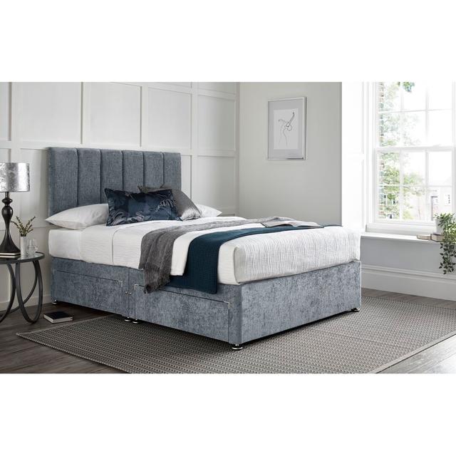 Varberg Divan Bed with 24" Headboard on Struts Wayfair Sleep Size: 75 x 190cm, Storage Type: No Drawers, Colour: Silver on Productcaster.