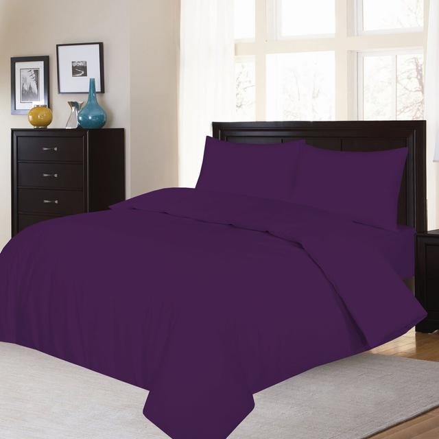 Aubrei Solid Colour Duvet Cover Set with Pillowcases 17 Stories Size: Single - 1 Standard Pillowcase, Colour: Aubergine on Productcaster.