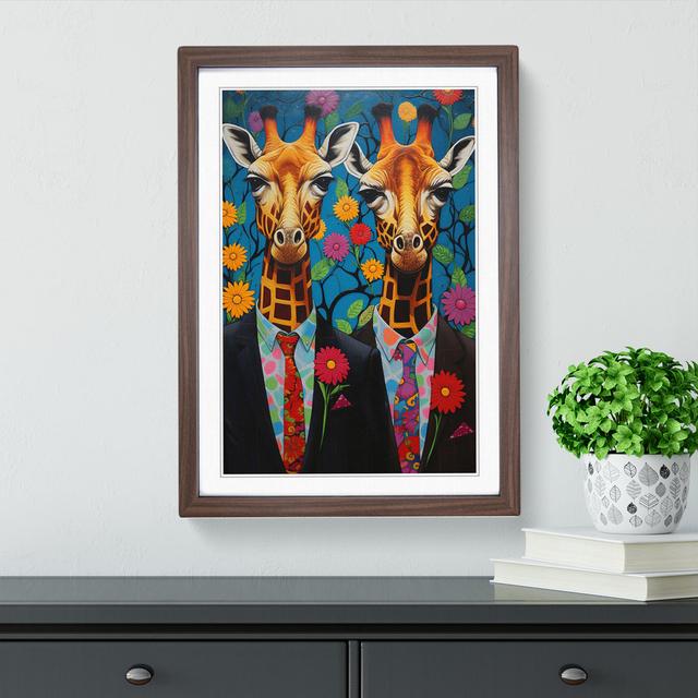 Giraffe Contemporary No.2 - Single Picture Frame Print on Wood Big Box Art Frame Colour: Walnut, Size: 34cm H x 25cm W x 2cm D on Productcaster.