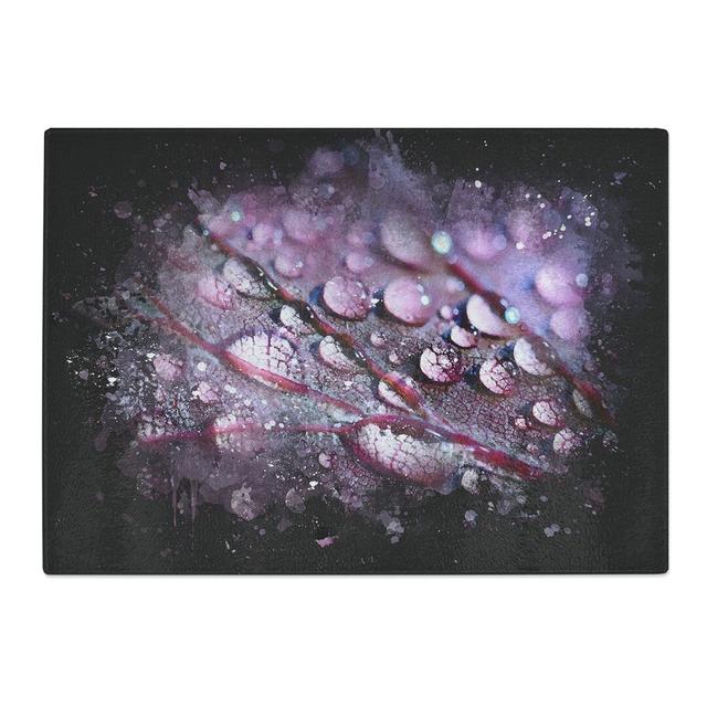 Tempered Glass Dewdrops upon a Lilac Leaf Chopping Board East Urban Home Size: 28.5 cm x 39 cm on Productcaster.