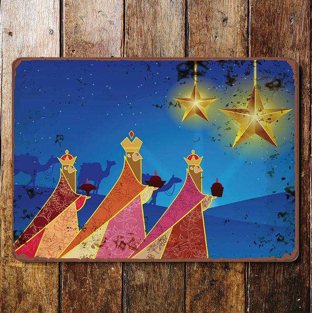 3 Wise Men Kings Nativity Star Christmas - Metal Wall Sign The Seasonal Aisle Size: 60cm H x 40cm W on Productcaster.