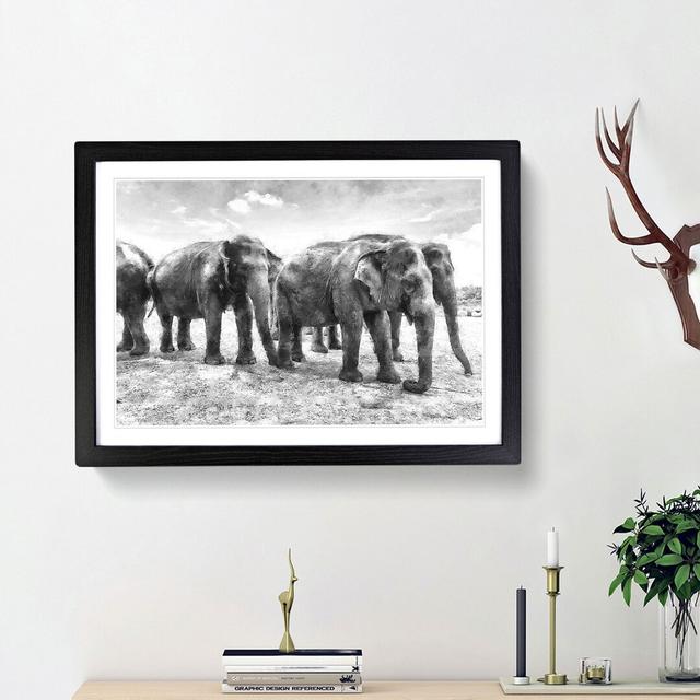 Elephants in Sri Lanka - Picture Frame Painting Print East Urban Home Frame Option: Black Framed, Size: 33cm H x 45cm W x 2cm D on Productcaster.