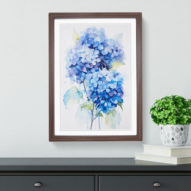 Hydrangea Gestural No.2 - Single Picture Frame Print on Wood Marlow Home Co. Size: 46cm H x 34cm W x 2cm D, Frame Colour: Walnut on Productcaster.