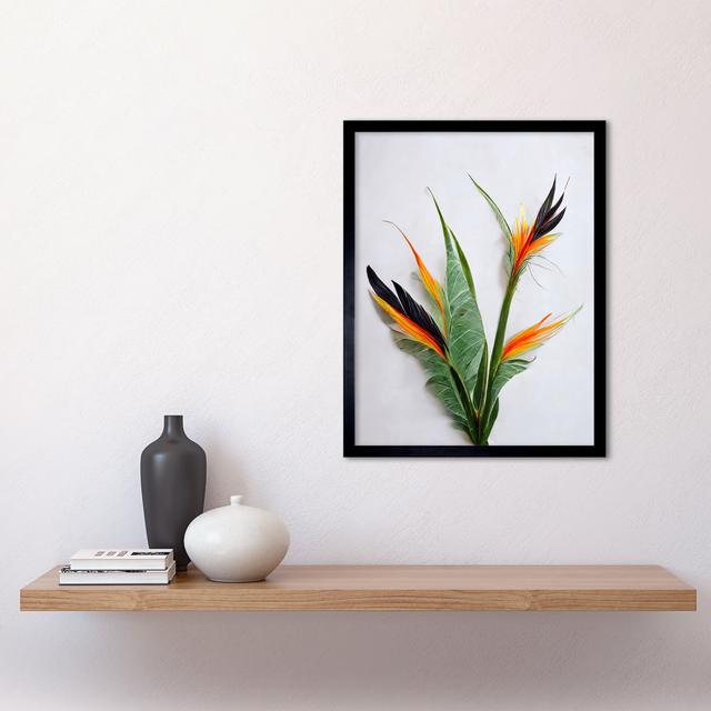 Bird Of Paradise Stem Leaves Flowers Plant - Single Picture Frame Print Wee Blue Coo Size: 43.7cm H x 33.5cm W x 1.5cm D on Productcaster.