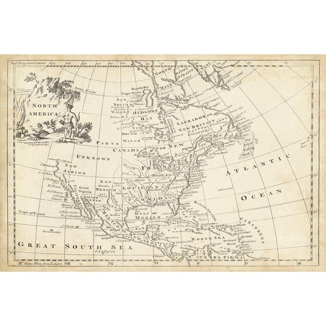 Map Of North America by T. Jeffreys - Wrapped Canvas Art Prints Longshore Tides Size: 30cm H x 46cm W x 3.8cm D on Productcaster.