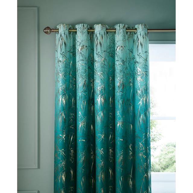 Meadow Grass Teal Eyelet Curtains (Set of 2) Clarissa Hulse Panel Size: 168 W x 183 D cm on Productcaster.