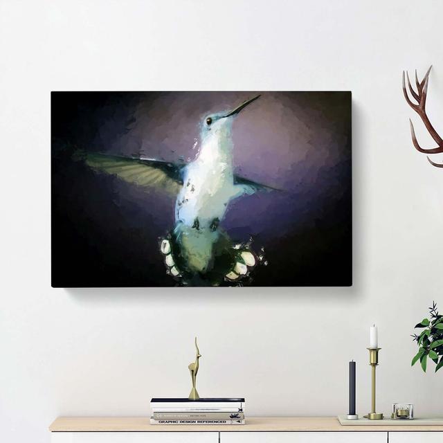 Hummingbird Bird In Flight In Abstract - Wrapped Canvas Painting East Urban Home Size: 60cm H x 91cm W x 3cm D on Productcaster.