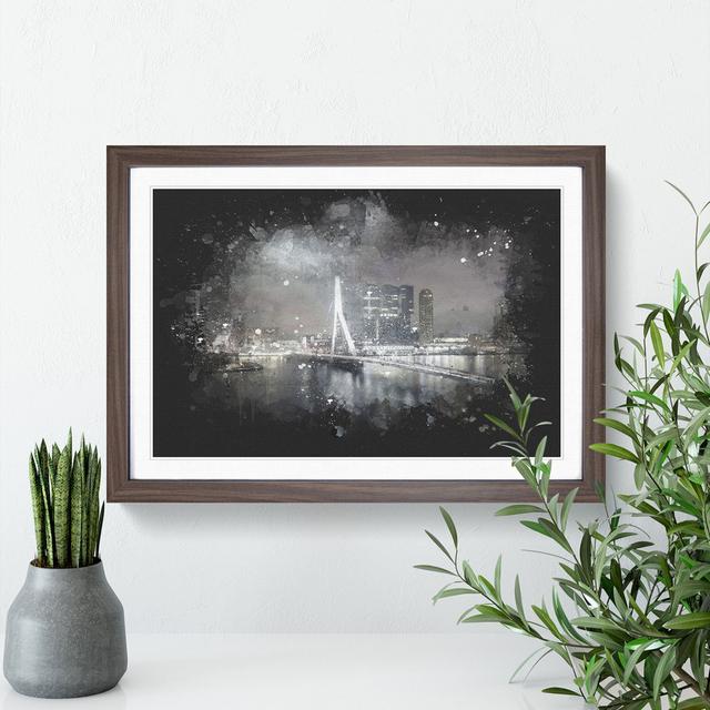 Rotterdam Skyline Paint Splash - Picture Frame Graphic Art East Urban Home Frame Option: Walnut Framed, Size: 65cm H x 90cm W x 2cm D on Productcaster.