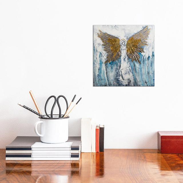 Abstract Angel, Gold Silver Angel Wings by Nastasiart - Wrapped Canvas Art Prints Lily Manor Size: 30.48cm H x 30.48cm W on Productcaster.