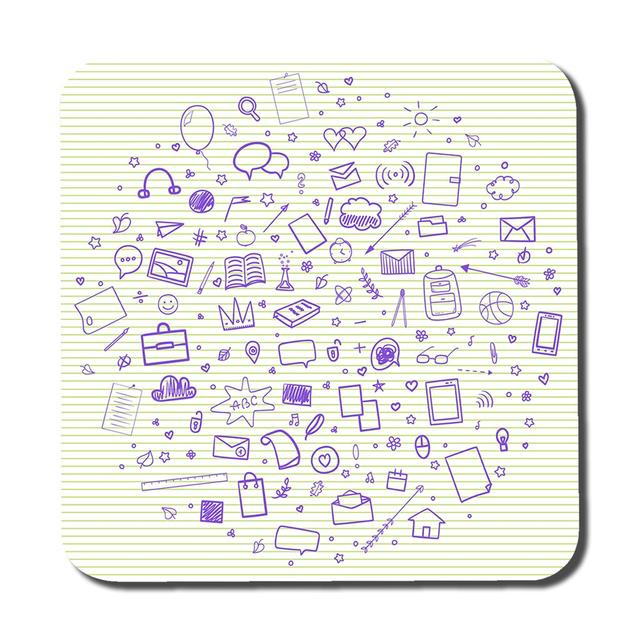 School Supplies Coaster (Set of 6) East Urban Home on Productcaster.