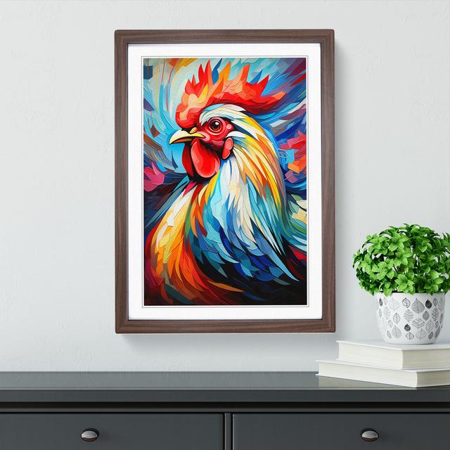 Rooster Cubism No.2 - Print Brambly Cottage Format: Walnut Framed, Size: 64cm H x 46cm W x 2cm D on Productcaster.