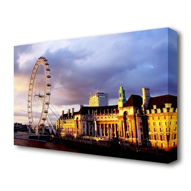 London Eye Morning Light - Wrapped Canvas Photograph Print East Urban Home Size: 101.6 cm H x 142.2 cm W on Productcaster.