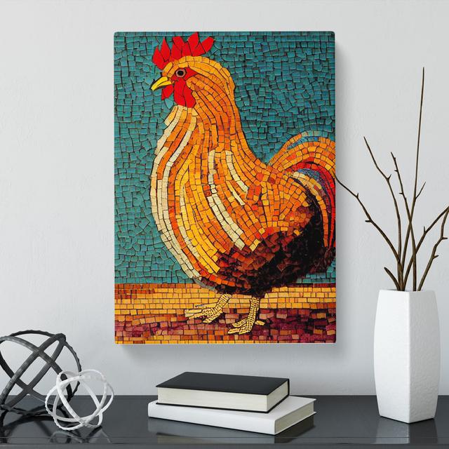 CAN-V0523-454X Chicken Mosaic - Wrapped Canvas Print Brambly Cottage Size: 50cm H x 35cm W x 3cm D on Productcaster.