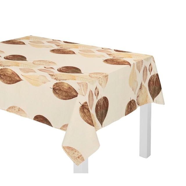 Poppy Tablecloth August Grove Size: 120cm W x 120cm L, Colour: Brown/Cream on Productcaster.