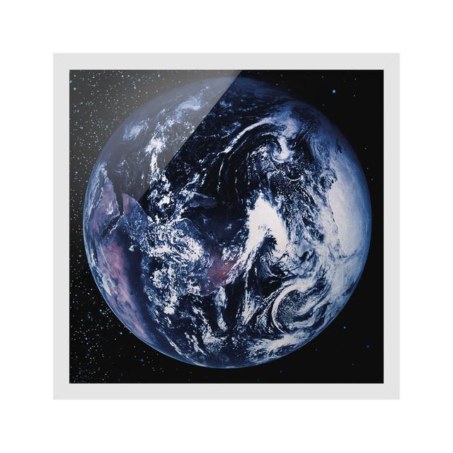 Picture With Frame - Planet Earth - Square 1:1 Ivy Bronx Frame Option: White Framed, Size: 50cm H x 50cm W x 2cm D on Productcaster.