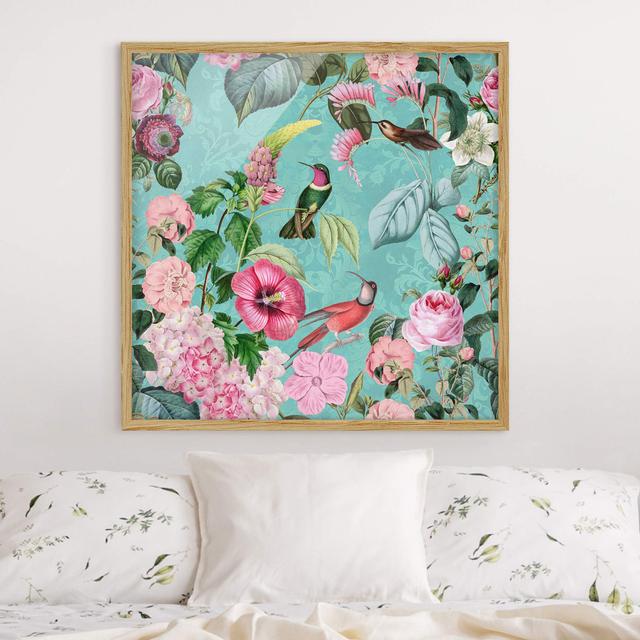 Vintage Collage - Hummingbirds in Paradise - Picture Frame Graphic Art Bay Isle Home Size: 70cm H x 70cm W x 2cm D, Frame Option: Brown on Productcaster.