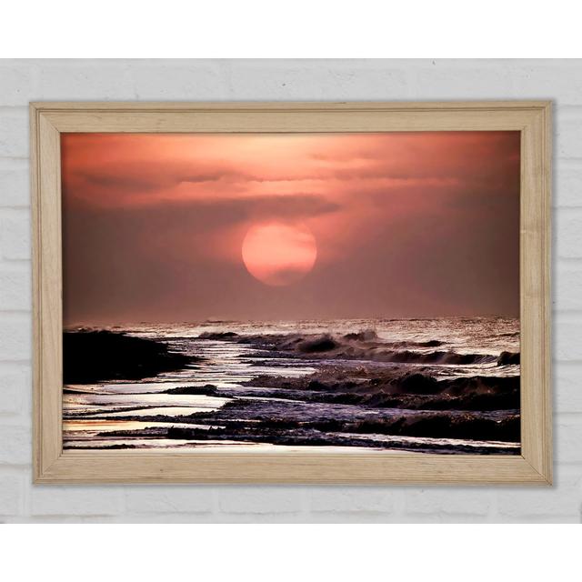 Pink Sunset Ocean Framed Print Highland Dunes Size: 29.1cm H x 42cm W x 1.5cm D on Productcaster.