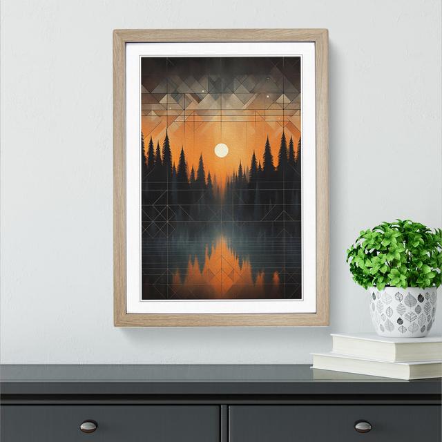 Winter Forest Geometric - Single Picture Frame Print on Wood Alpen Home Size: 64cm H x 46cm W x 2cm D, Frame Colour: Oak on Productcaster.