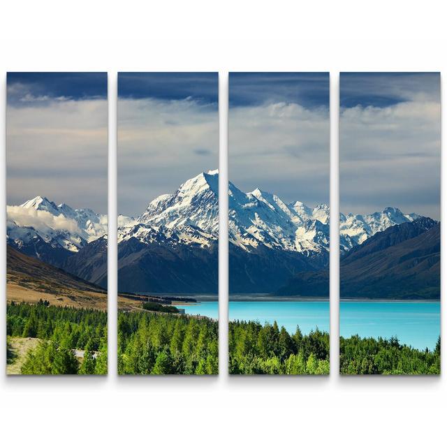 4-tlg. Leinwandbilder-Set Pukaki Lake mit Mount Cook im Hintergrund - Neuseeland East Urban Home on Productcaster.