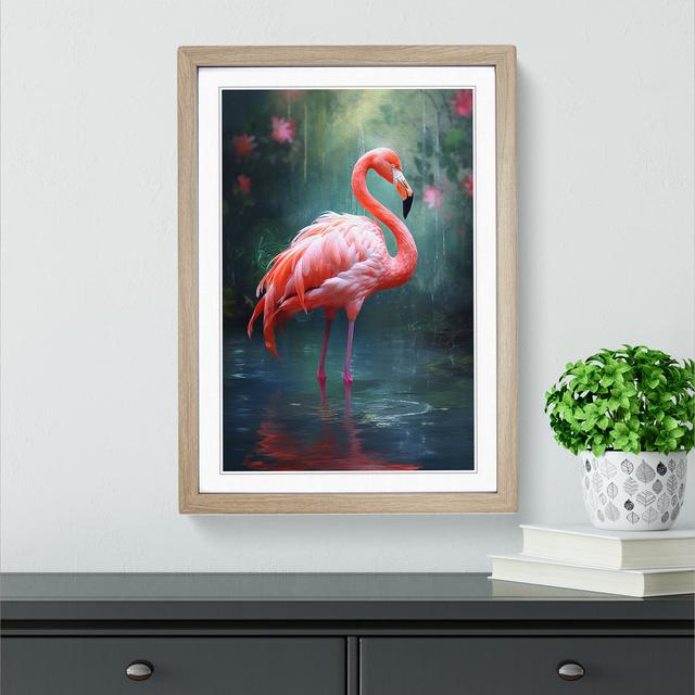 Flamingo Impressionism No.2 17 Stories Size: 64cm H x 46cm W, Format: Oak Framed on Productcaster.