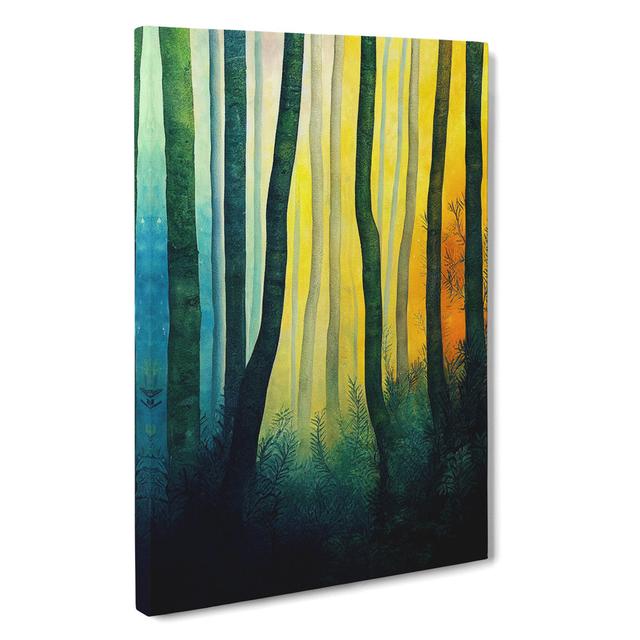 Forest Watercolour Art No.1 - Wrapped Canvas Graphic Art Alpen Home Size: 76cm H x 50cm W x 3cm D on Productcaster.