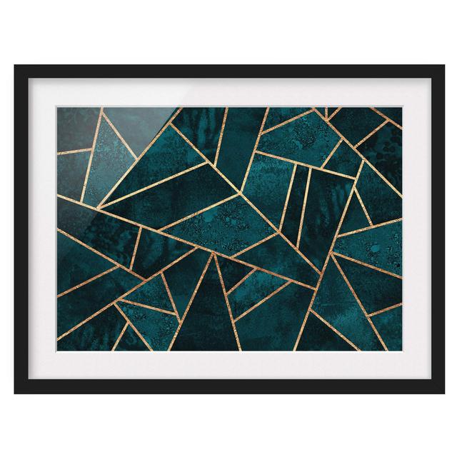 Dark Turquoise with Gold - Picture Frame Graphic Art Canora Grey Frame Option: Black Framed, Size: 70cm H x 100cm W x 2cm D on Productcaster.