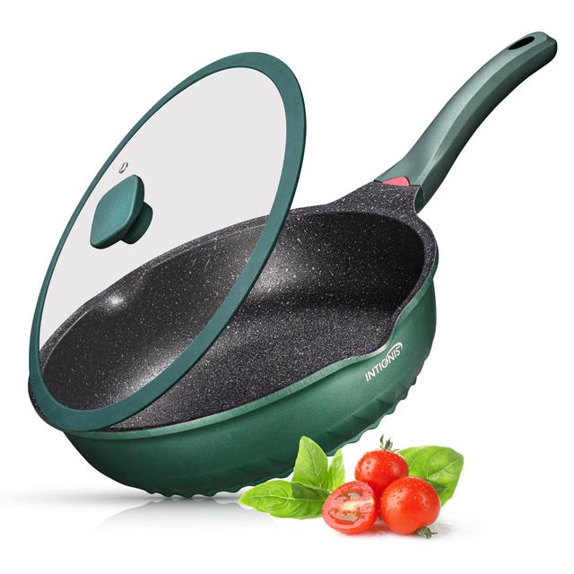 INTIGNIS Aluminium Non-Stick Frying Pan / Skillet with Lid (Set of 2) INTIGNIS Size: 30 cm on Productcaster.