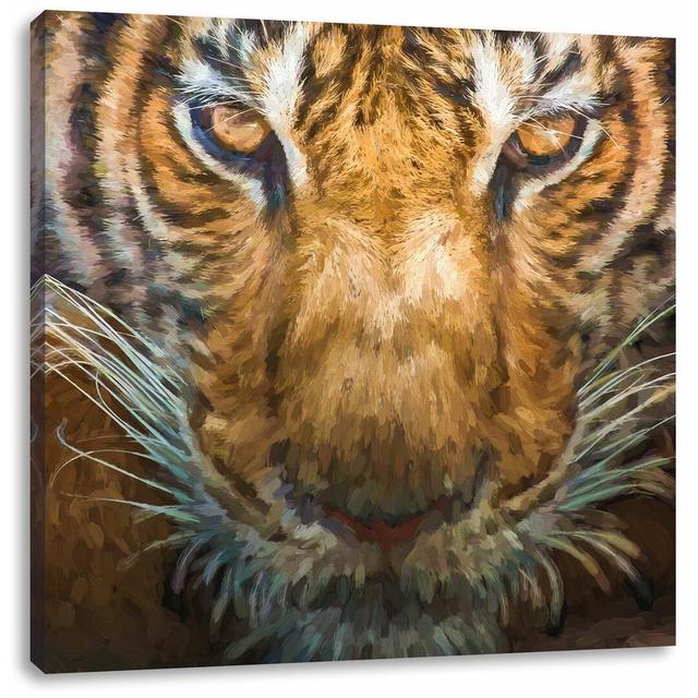 Leinwandbild Tiger mit hellbraunen Augen East Urban Home Größe: 60 cm H x 60 cm B on Productcaster.