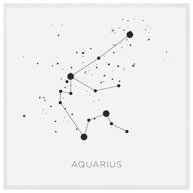 Earlham Star Constellation Zodiac Aquarius - Single Picture Frame Art Prints Happy Larry Size: 41cm H x 41cm W x 4cm D, Frame Colour: White on Productcaster.