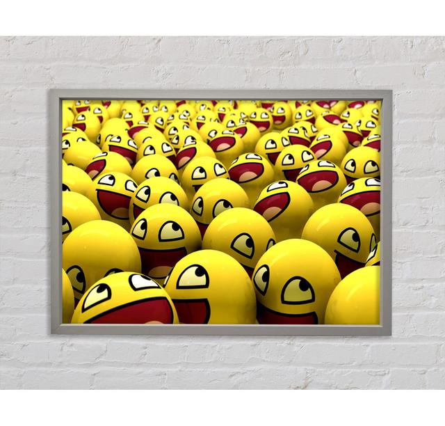 Funny Smileys - Single Picture Frame Art Prints on Canvas Ebern Designs Size: 100cm H x 141.4cm W on Productcaster.