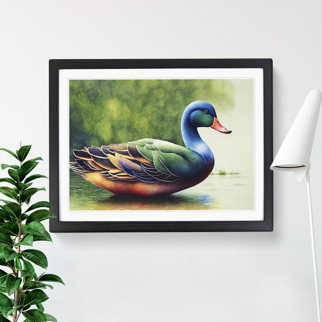 Duck Watercolour Vol.2 - Picture Frame Painting Brambly Cottage Frame Colour: Black, Size: 46cm H x 64cm W x 2cm D on Productcaster.