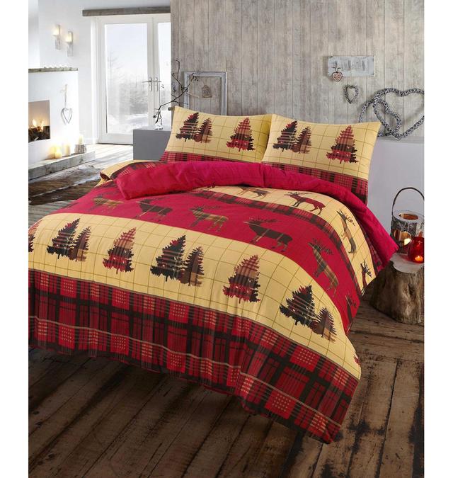 Saffold Cotton Plaid Duvet Cover Set with Pillowcases Alpen Home Size: Double - 2 Standard Pillowcases, Colour: Red on Productcaster.