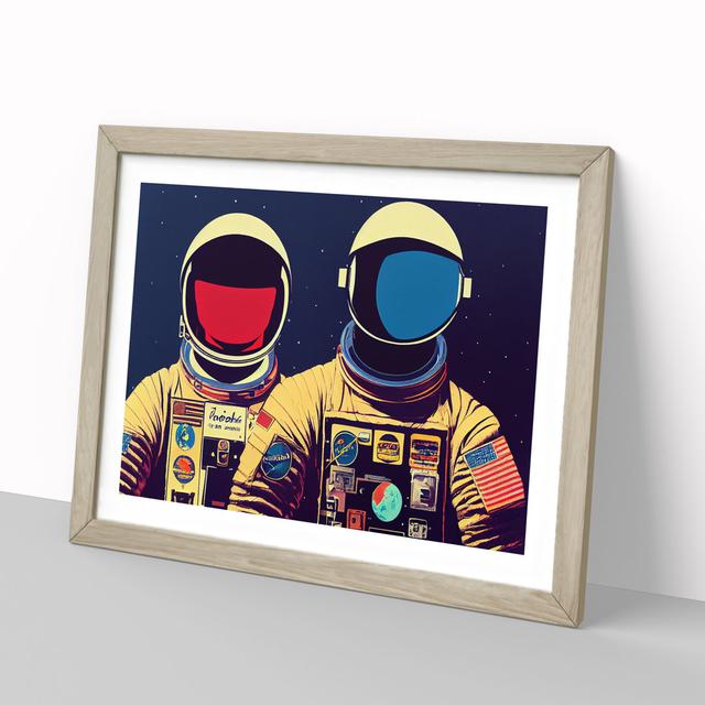 Two Retro Astronauts Vol.3 - Picture Frame Graphic Art 17 Stories Size: 46cm H x 64cm W x 2cm D, Frame Colour: Oak Framed on Productcaster.