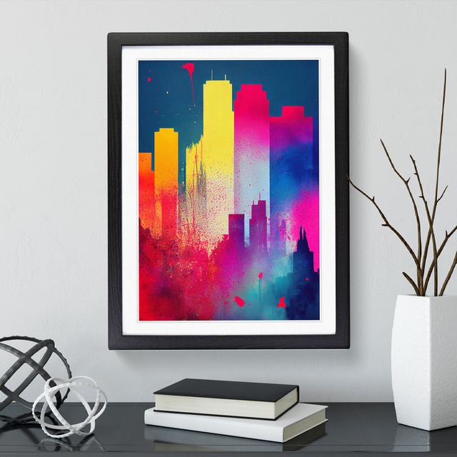 XV1022-3308X Painted City Skyline No.2 Abstract - Picture Frame Graphic Art 17 Stories Format: Black, Size: 64cm H x 46cm W x 2cm D on Productcaster.